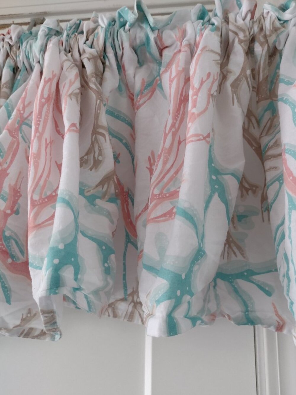 Set of 3 Nautical Valances of Multicolor Coral on a White Background - Picture 2 of 5